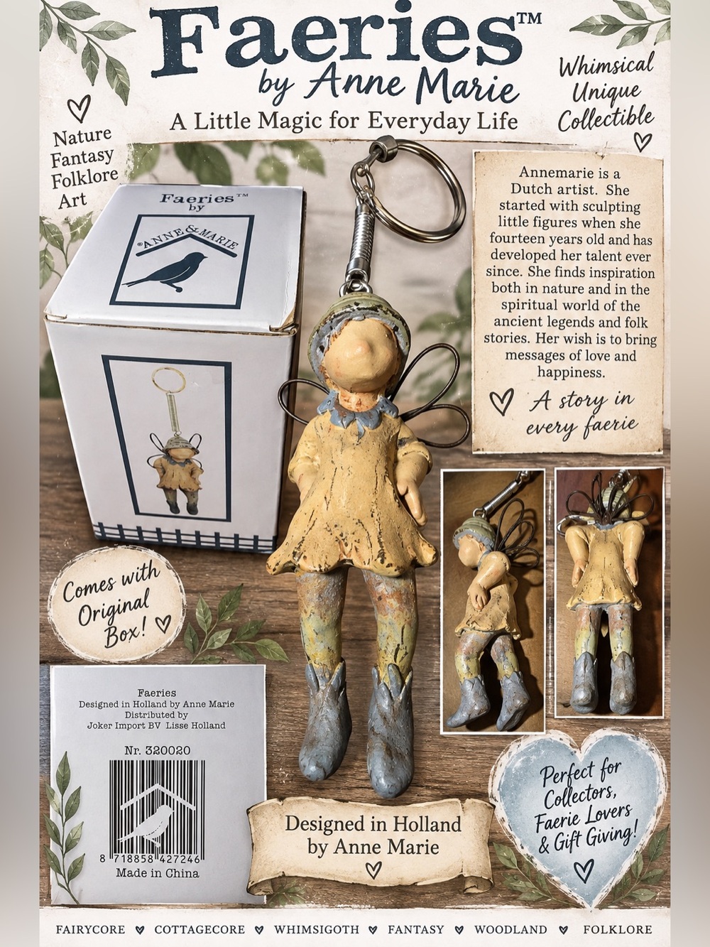 Faeries by Anne Marie Fairy Figurine Keychain No. 320020 Original Box